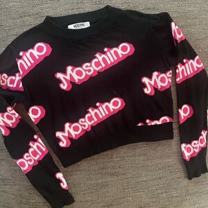 Moschino Black and Pink Logo Sweater